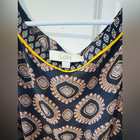 LOFT Navy and Gold Geometric Blouse - Picture 3 of 8